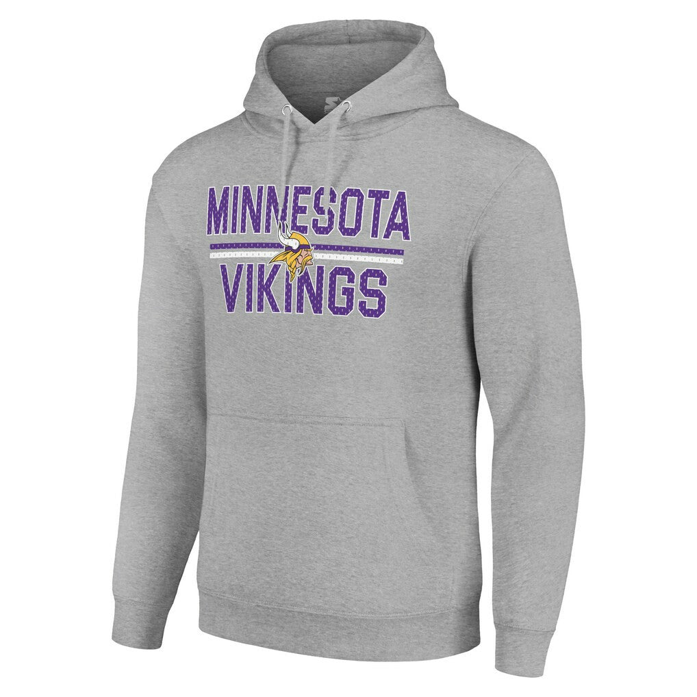Minnesota Vikings Starter Unisex Team Mesh Print Graphic Tri-Blend Pullover Hoodie - Heather Gray - NFL