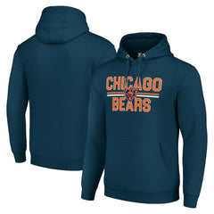 Chicago Bears Starter Unisex Team Mesh Print Graphic Tri-Blend Pullover Hoodie - Navy - NFL