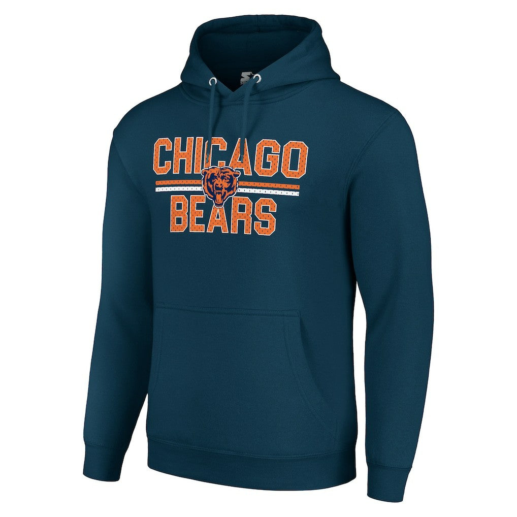Chicago Bears Starter Unisex Team Mesh Print Graphic Tri-Blend Pullover Hoodie - Navy - NFL