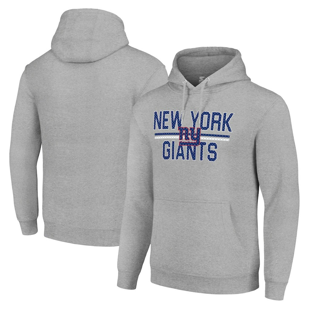 New York Giants Starter Unisex Team Mesh Print Graphic Tri-Blend Pullover Hoodie - Heather Gray - NFL