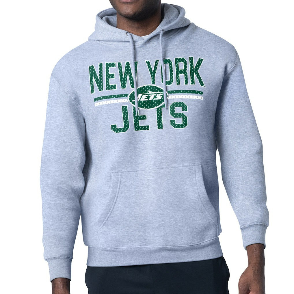 New York Jets Starter Unisex Team Mesh Print Graphic Tri-Blend Pullover Hoodie - Heather Gray - NFL