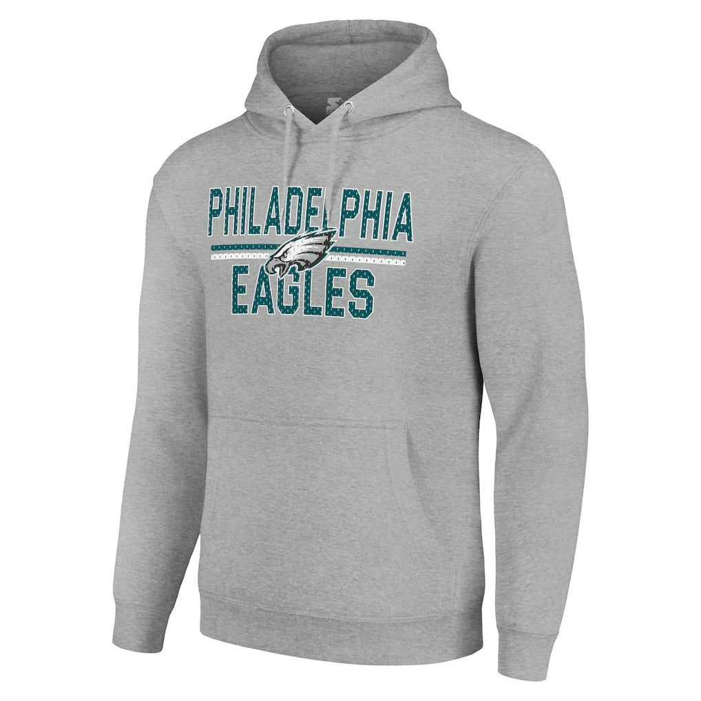 Philadelphia Eagles Starter Unisex Team Mesh Print Graphic Tri-Blend Pullover Hoodie - Heather Gray - NFL