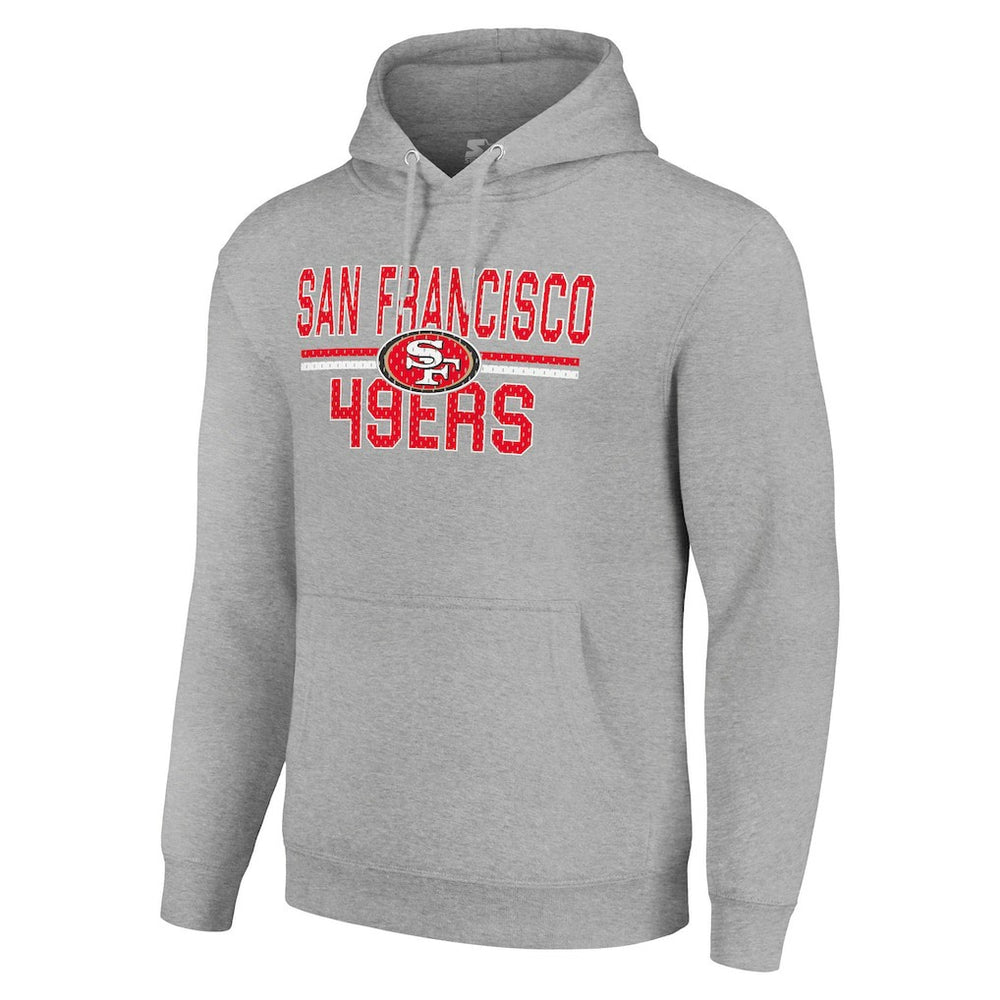 San Francisco 49ers Starter Unisex Team Mesh Print Graphic Tri-Blend Pullover Hoodie - Heather Gray - NFL