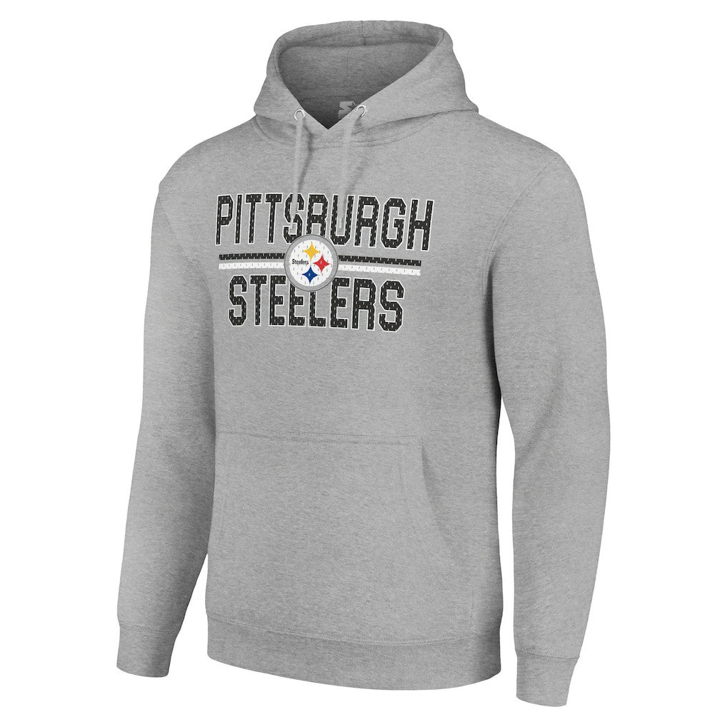 Pittsburgh Steelers Starter Unisex Team Mesh Print Graphic Tri-Blend Pullover Hoodie - Heather Gray - NFL