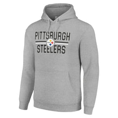 Pittsburgh Steelers Starter Unisex Team Mesh Print Graphic Tri-Blend Pullover Hoodie - Heather Gray - NFL