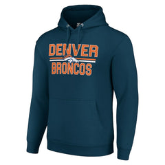 Denver Broncos Starter Unisex Team Mesh Print Graphic Tri-Blend Pullover Hoodie - Navy - NFL