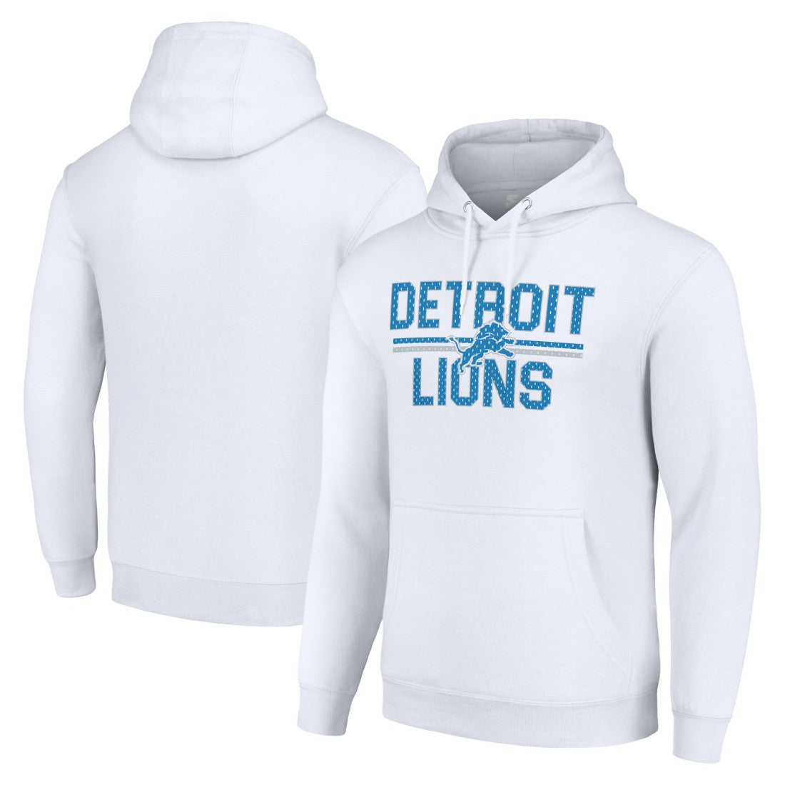Detroit Lions Starter Unisex Team Mesh Print Graphic Tri-Blend Pullover Hoodie - White - NFL