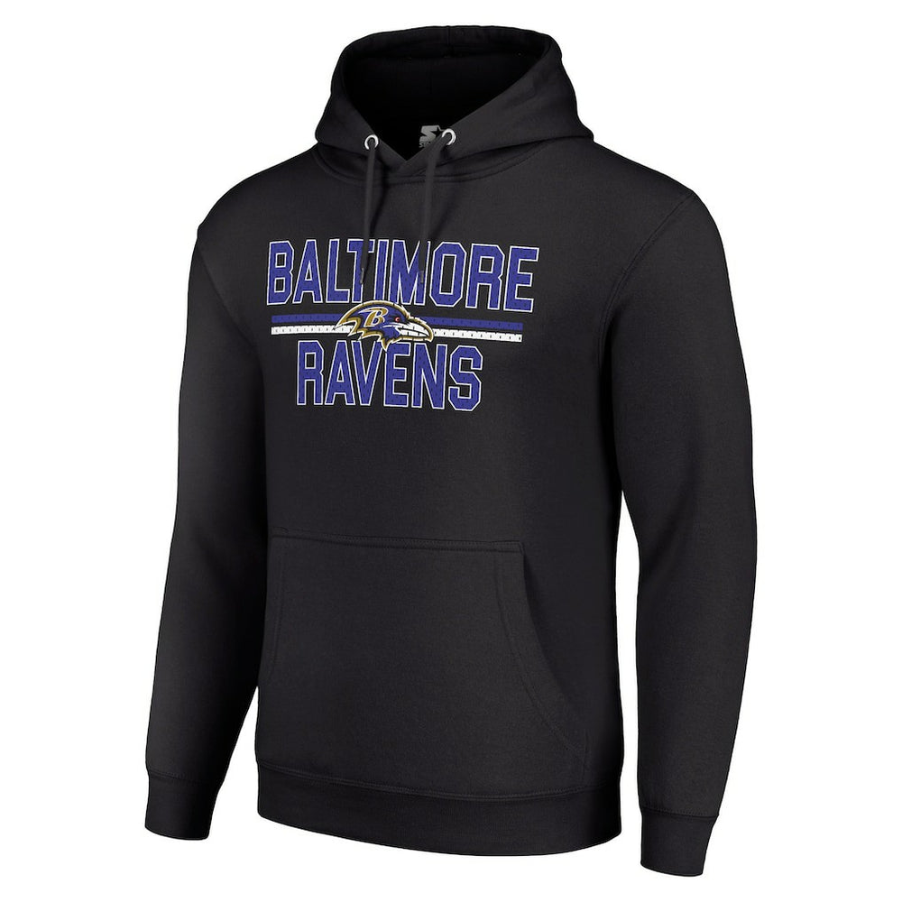 Baltimore Ravens Starter Unisex Team Mesh Print Graphic Tri-Blend Pullover Hoodie - Black - NFL
