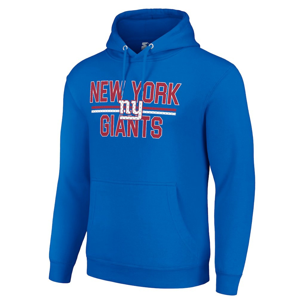 New York Giants Starter Unisex Team Mesh Print Graphic Tri-Blend Pullover Hoodie - Royal - NFL