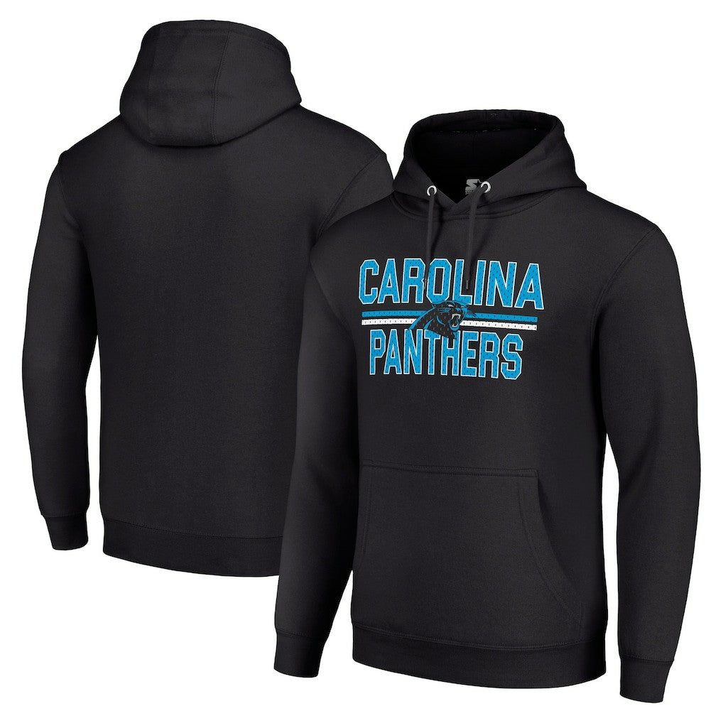 Carolina Panthers Starter Unisex Team Mesh Print Graphic Tri-Blend Pullover Hoodie - Black - NFL