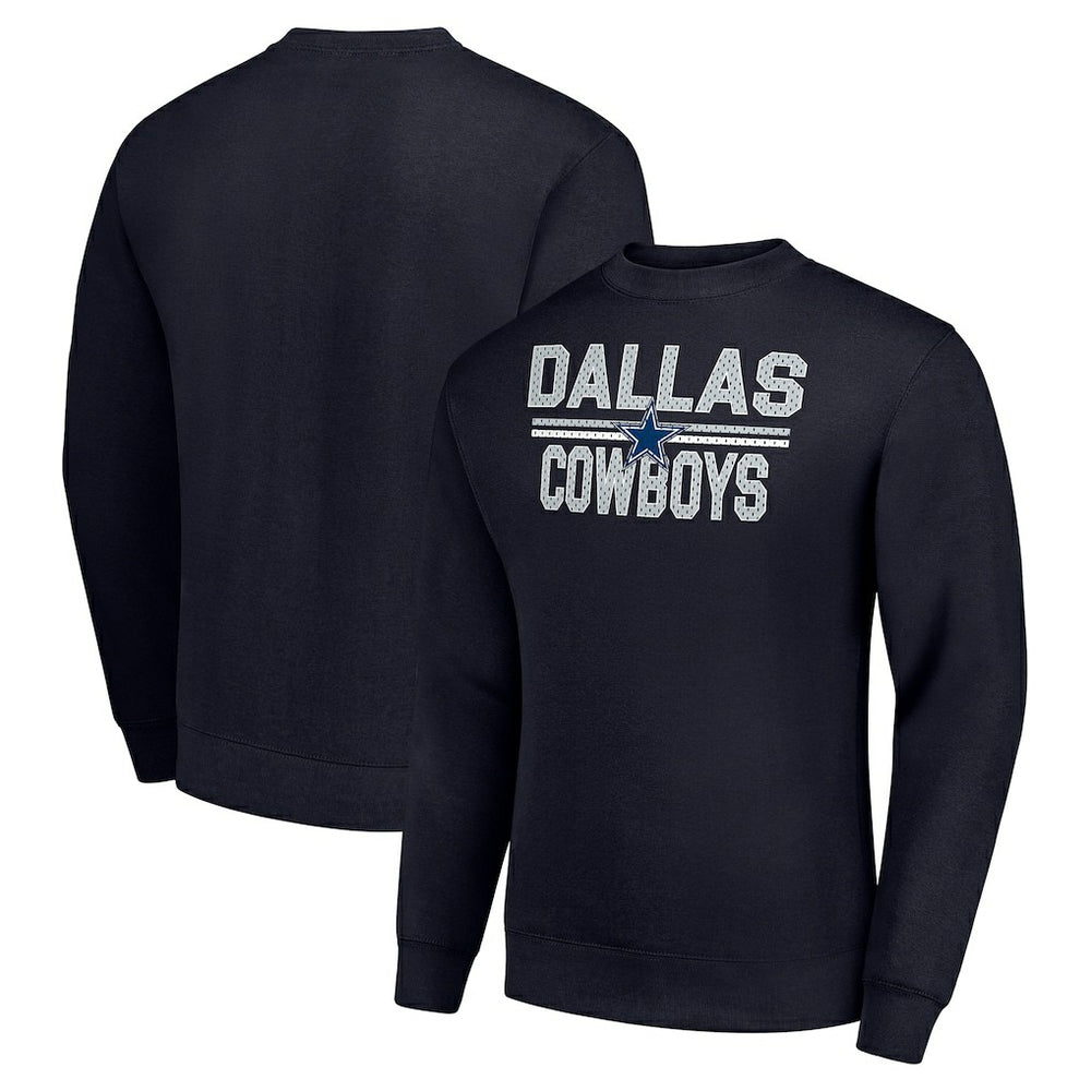 Dallas Cowboys Starter Team Mesh Print Graphic Pullover Sweatshirt - Navy - NFL