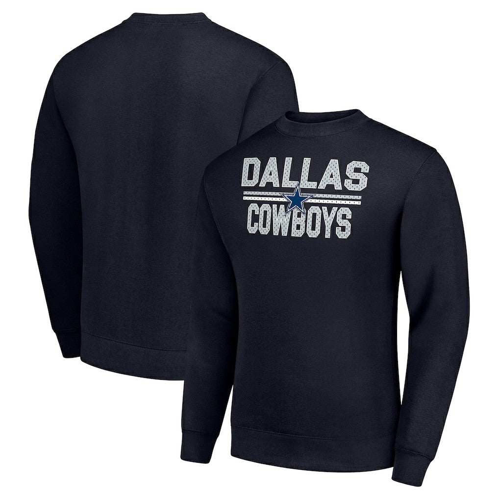 Dallas Cowboys Starter Team Mesh Print Graphic Pullover Sweatshirt - Navy - NFL