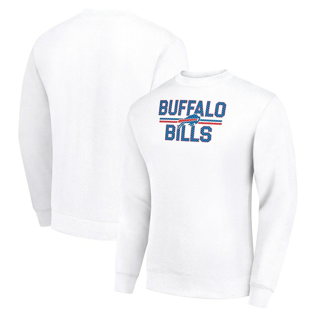 Buffalo Bills Starter Team Mesh Print Graphic Pullover Sweatshirt - White - NFL