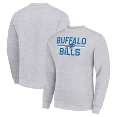 Buffalo Bills Starter Team Mesh Print Graphic Pullover Sweatshirt - Heather Gray - NFL