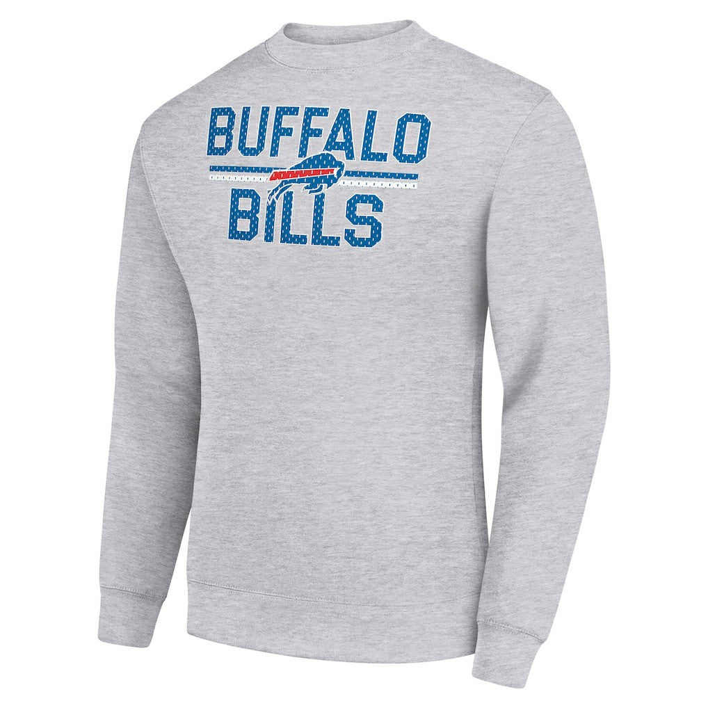 Buffalo Bills Starter Team Mesh Print Graphic Pullover Sweatshirt - Heather Gray - NFL