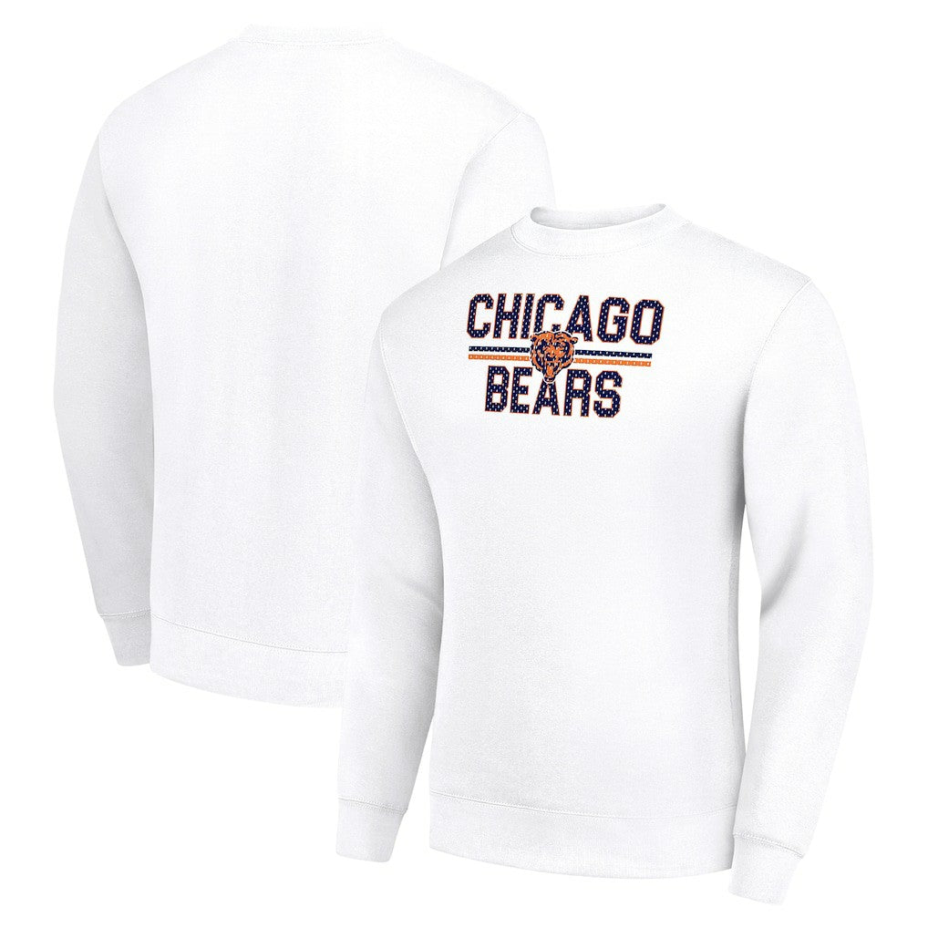Chicago Bears Starter Team Mesh Print Graphic Pullover Sweatshirt - White - NFL