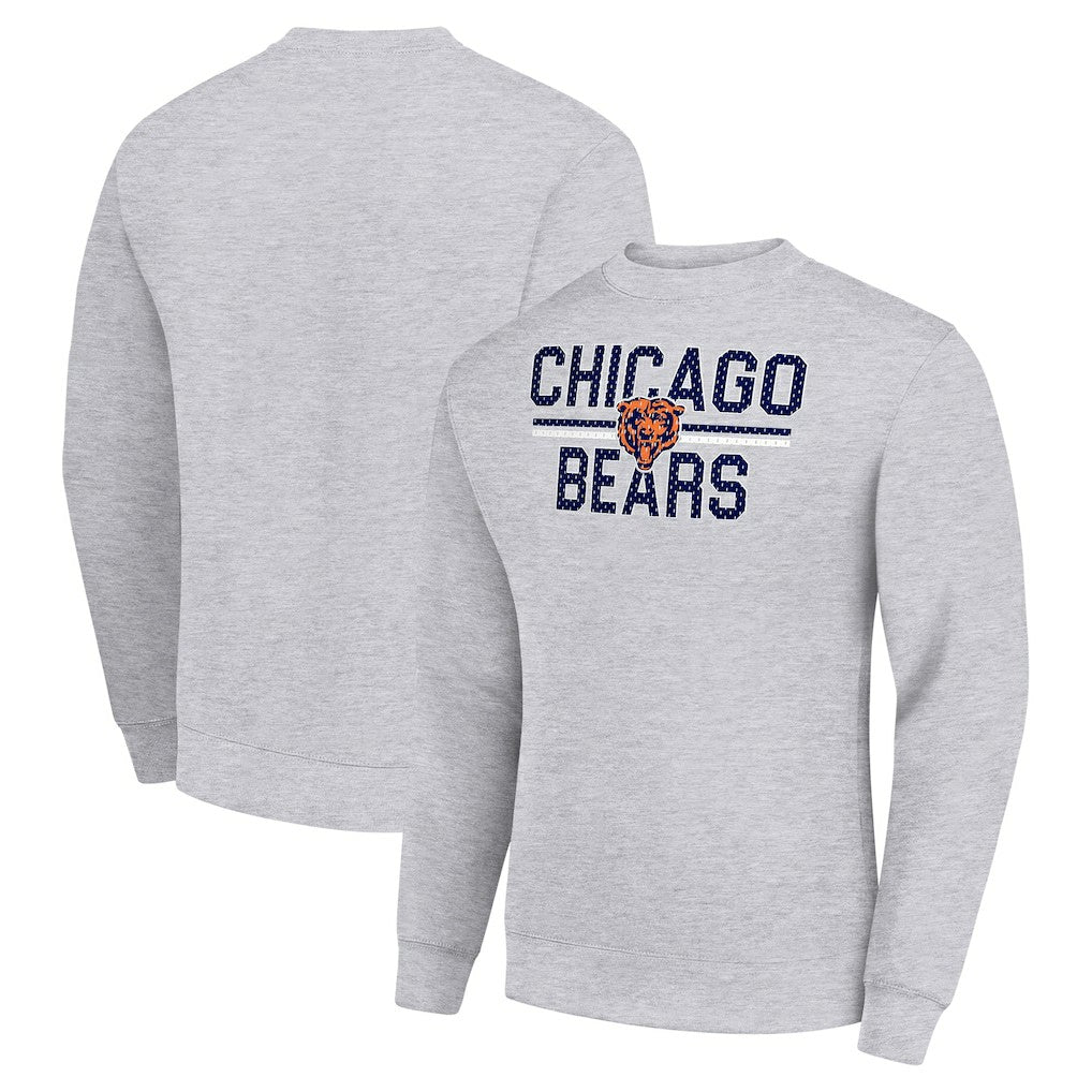 Chicago Bears Starter Team Mesh Print Graphic Pullover Sweatshirt - Heather Gray - NFL