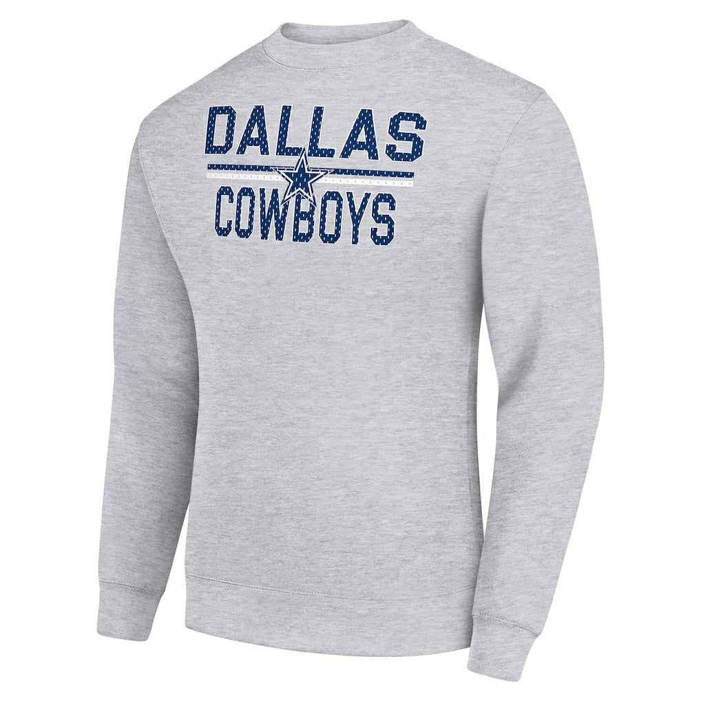 Dallas Cowboys Starter Team Mesh Print Graphic Pullover Sweatshirt - Heather Gray - NFL