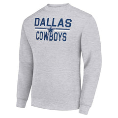 Dallas Cowboys Starter Team Mesh Print Graphic Pullover Sweatshirt - Heather Gray - NFL