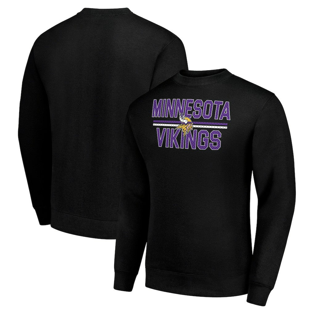 Minnesota Vikings Starter Team Mesh Print Graphic Pullover Sweatshirt - Black - NFL