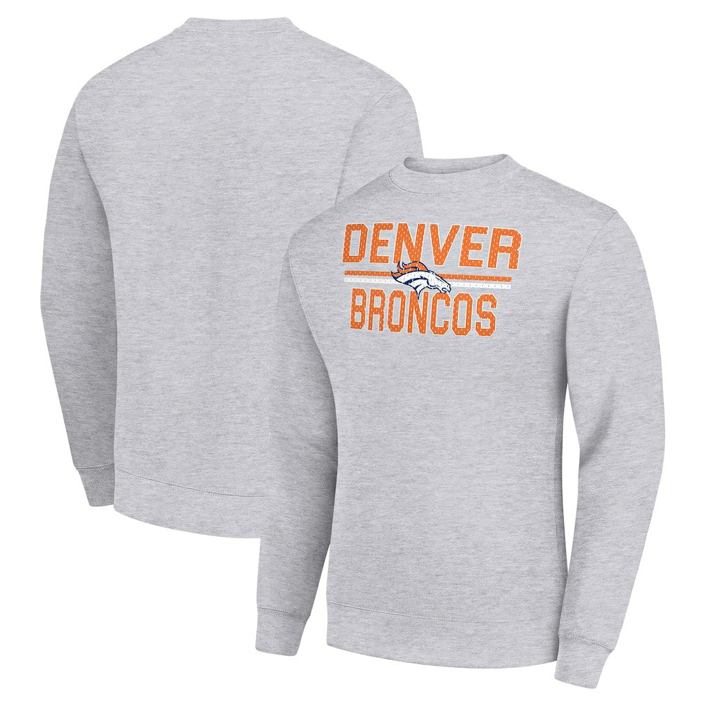 Denver Broncos Starter Team Mesh Print Graphic Pullover Sweatshirt - Heather Gray - NFL