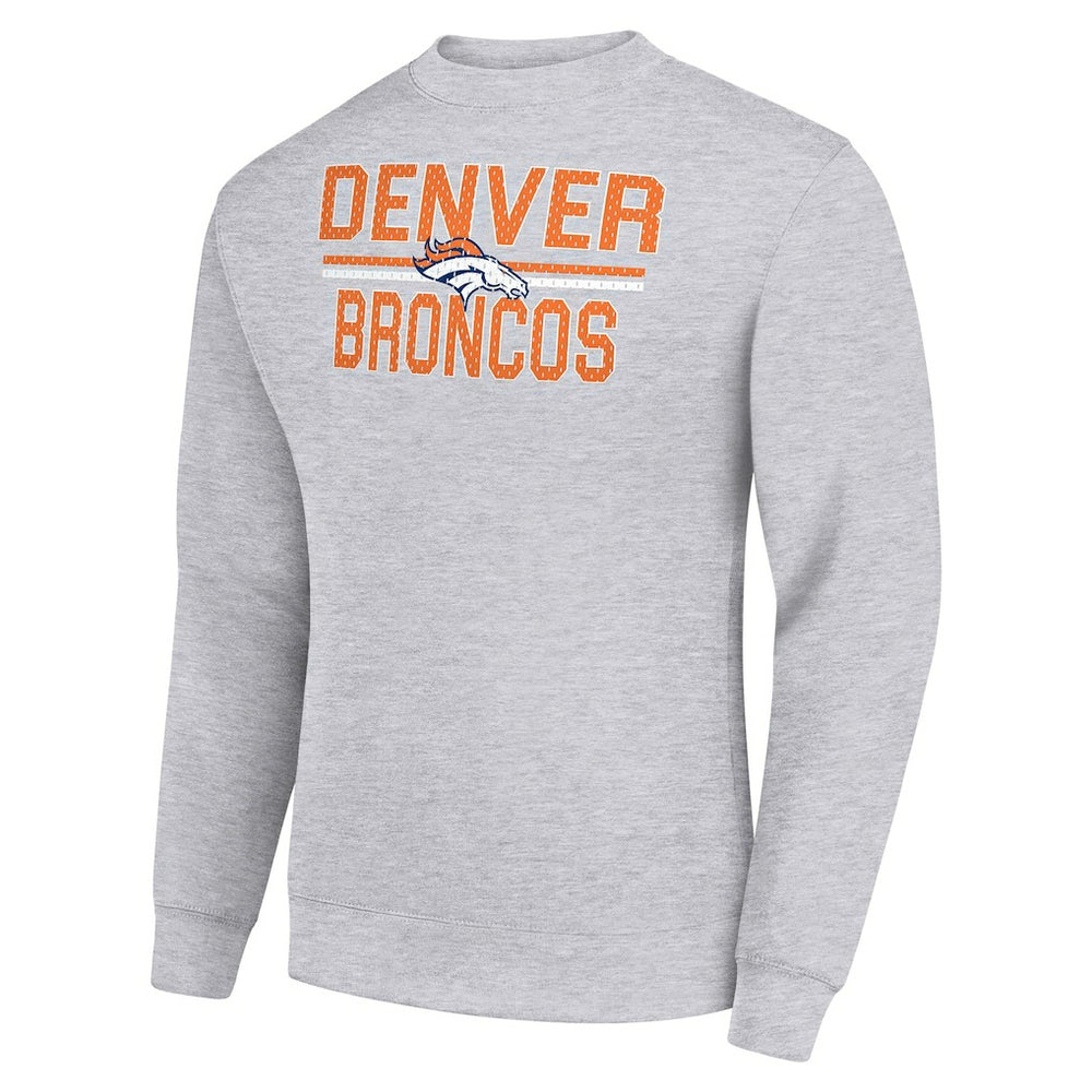 Denver Broncos Starter Team Mesh Print Graphic Pullover Sweatshirt - Heather Gray - NFL