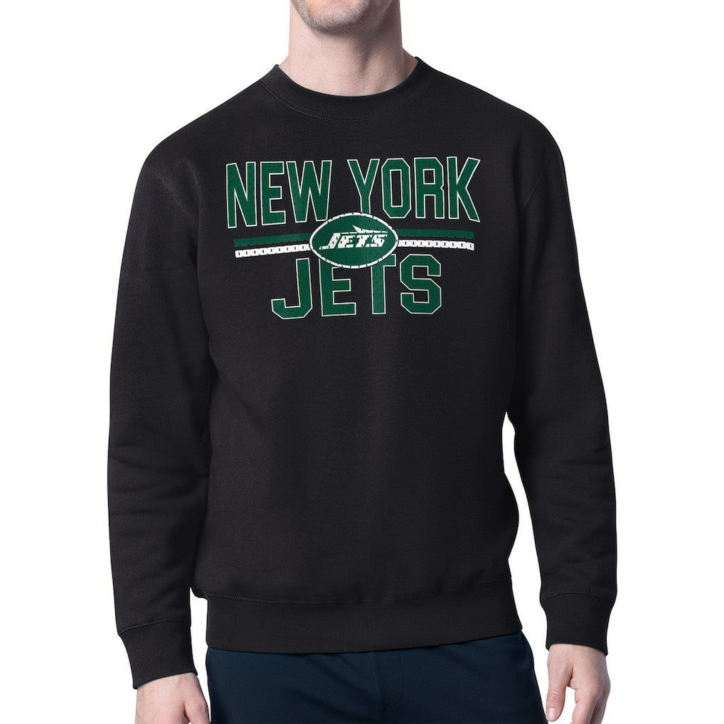 New York Jets Starter Team Mesh Print Graphic Pullover Sweatshirt - Black - NFL