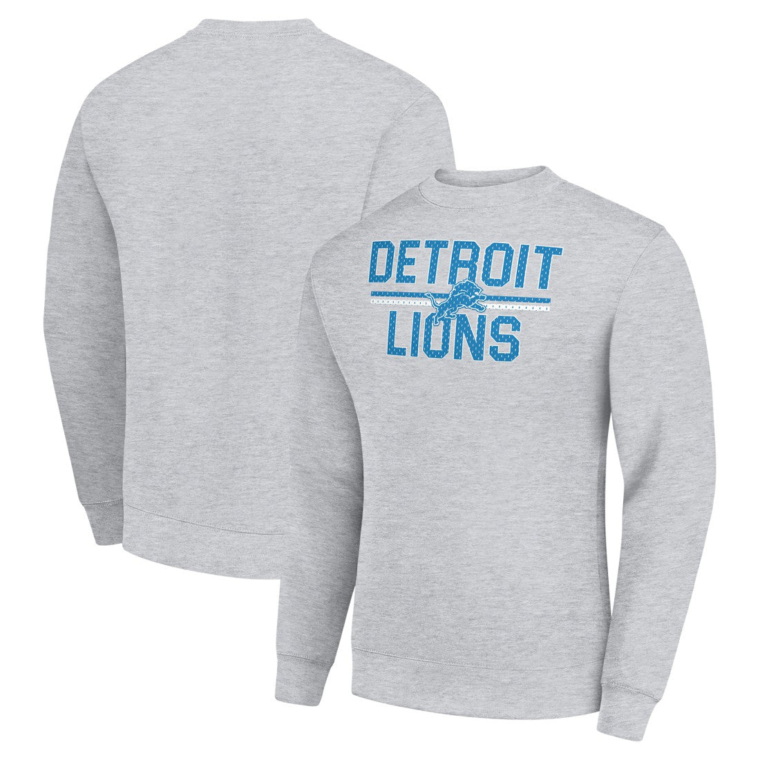 Detroit Lions Starter Team Mesh Print Graphic Pullover Sweatshirt - Heather Gray - NFL