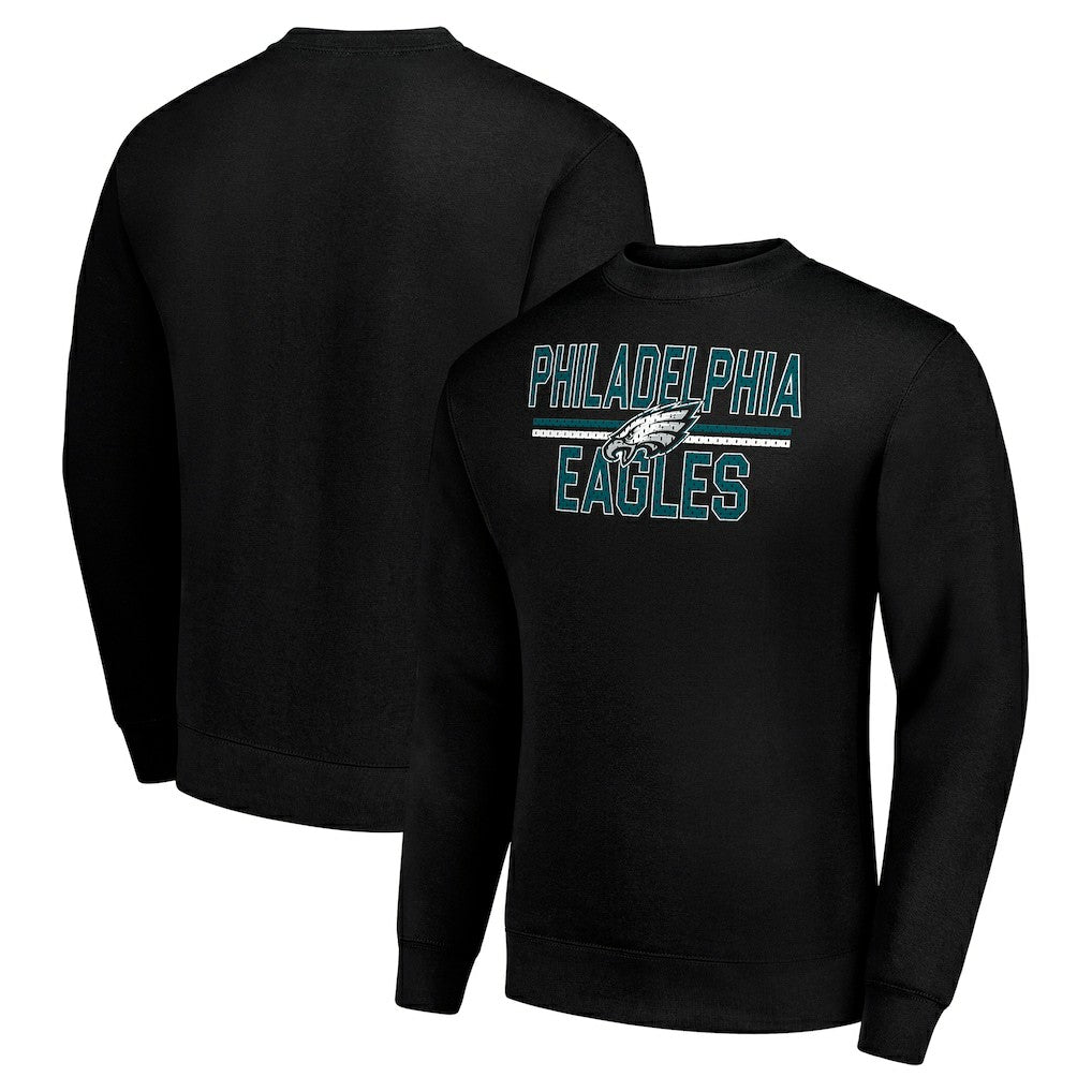 Philadelphia Eagles Starter Team Mesh Print Graphic Pullover Sweatshirt - Black - NFL