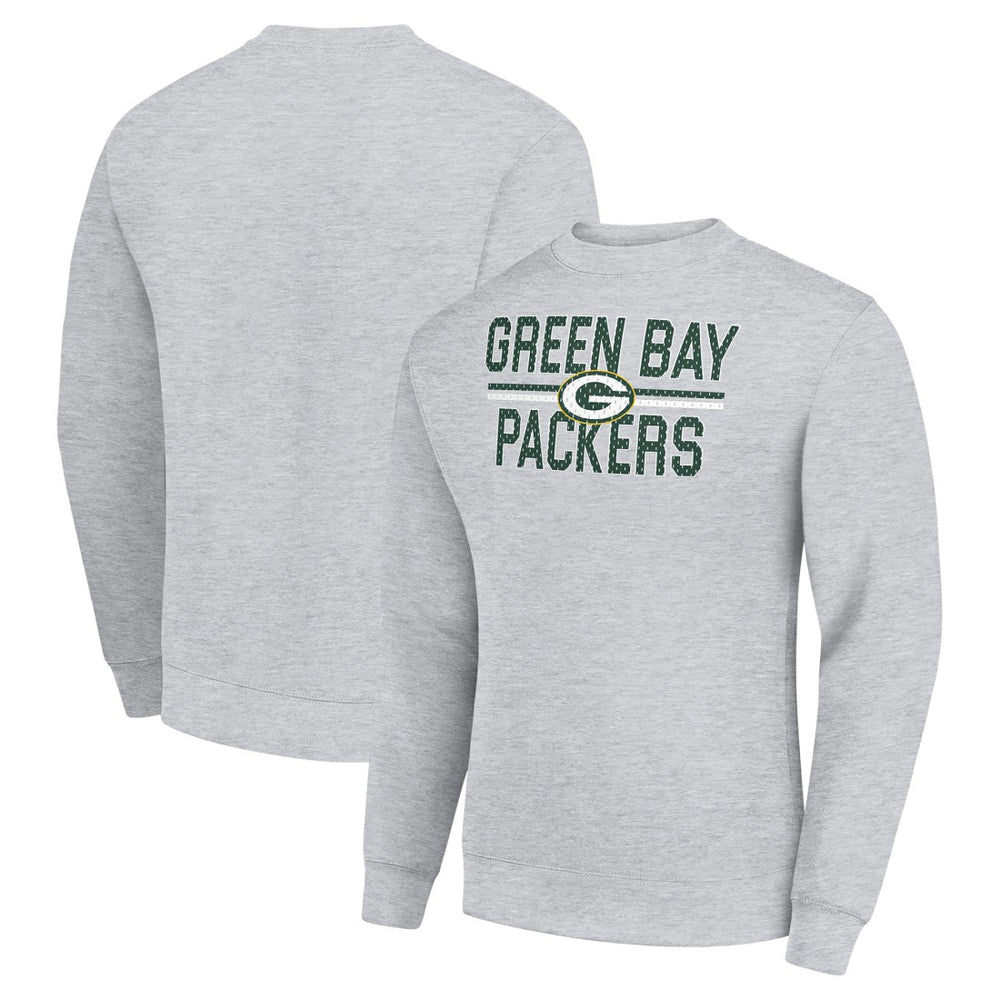 Green Bay Packers Starter Team Mesh Print Graphic Pullover Sweatshirt - Heather Gray - NFL