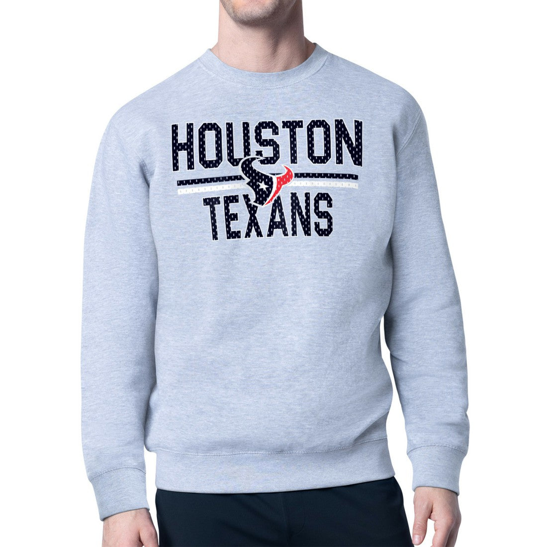 Houston Texans Starter Team Mesh Print Graphic Pullover Sweatshirt - Heather Gray - NFL