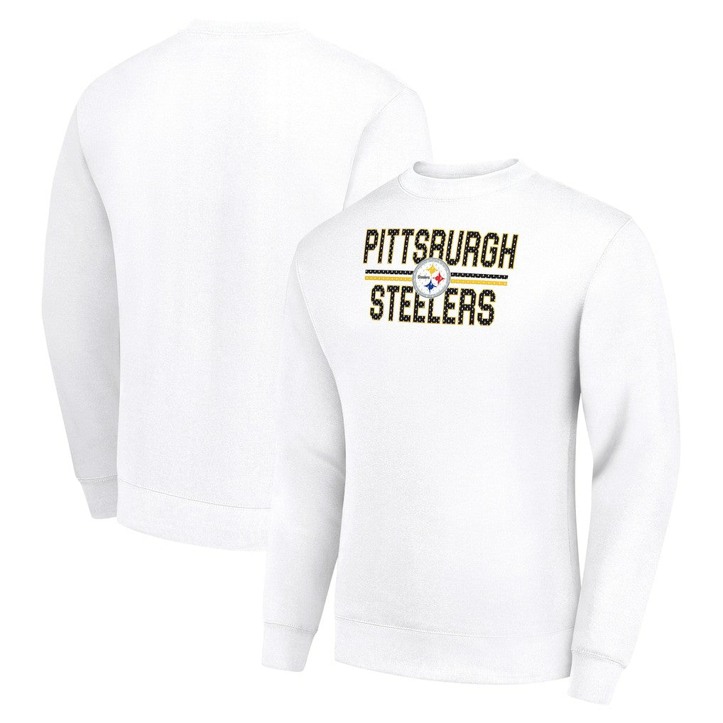 Pittsburgh Steelers Starter Team Mesh Print Graphic Pullover Sweatshirt - White - NFL
