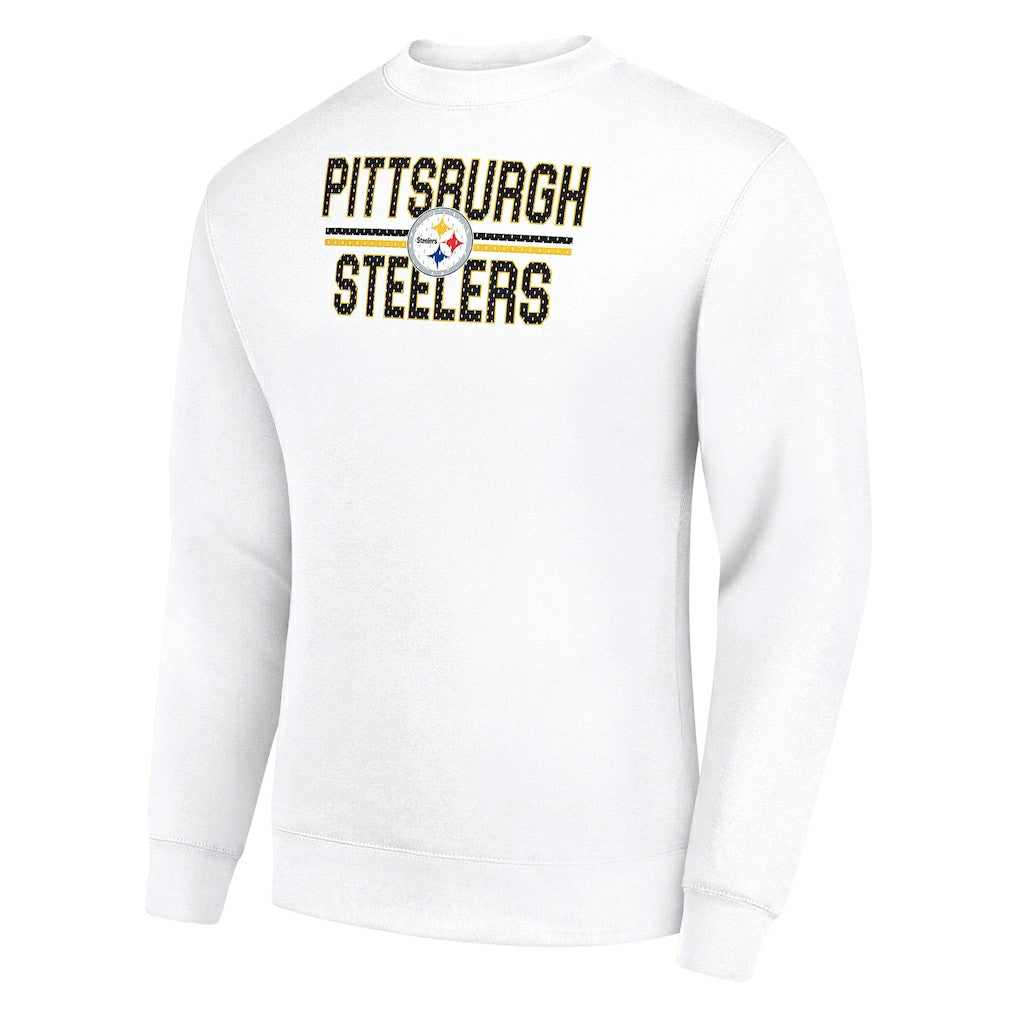 Pittsburgh Steelers Starter Team Mesh Print Graphic Pullover Sweatshirt - White - NFL