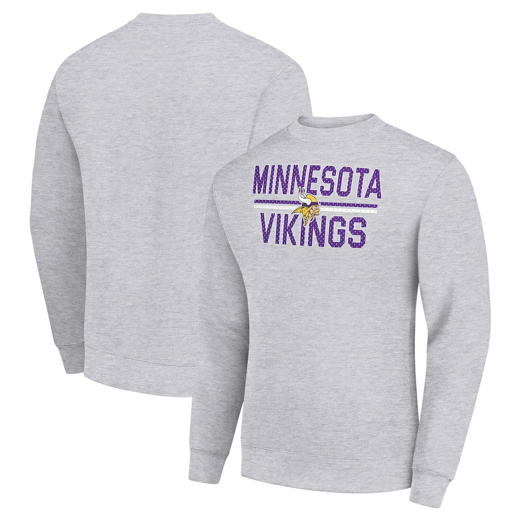 Minnesota Vikings Starter Team Mesh Print Graphic Pullover Sweatshirt - Heather Gray - NFL