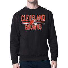 Cleveland Browns Starter Team Mesh Print Graphic Pullover Sweatshirt - Black - NFL