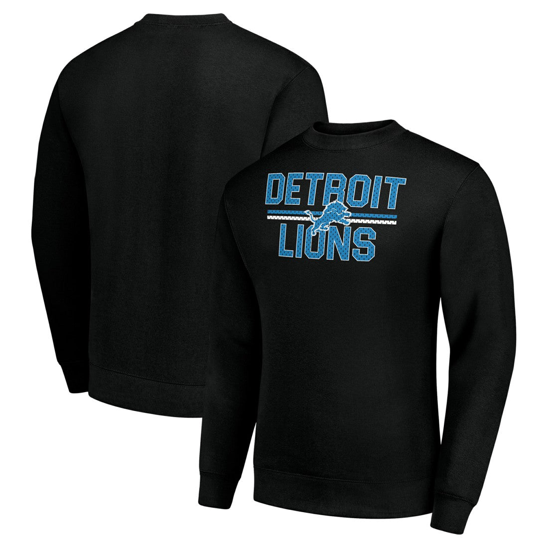 Detroit Lions Starter Team Mesh Print Graphic Pullover Sweatshirt - Black - NFL