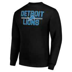 Detroit Lions Starter Team Mesh Print Graphic Pullover Sweatshirt - Black - NFL