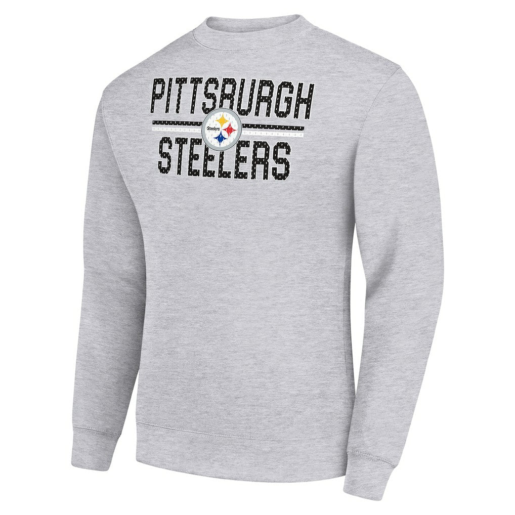 Pittsburgh Steelers Starter Team Mesh Print Graphic Pullover Sweatshirt - Heather Gray - NFL