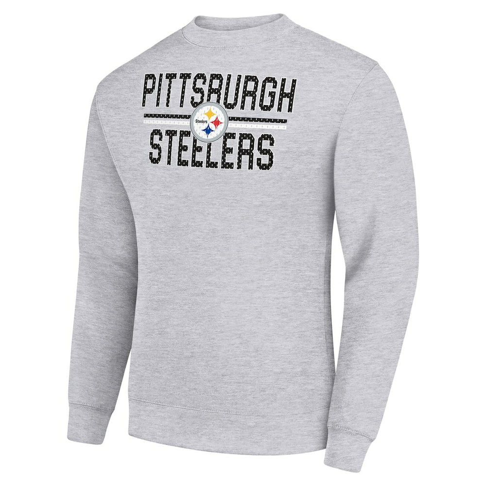 Pittsburgh Steelers Starter Team Mesh Print Graphic Pullover Sweatshirt - Heather Gray - NFL