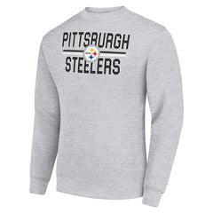 Pittsburgh Steelers Starter Team Mesh Print Graphic Pullover Sweatshirt - Heather Gray - NFL