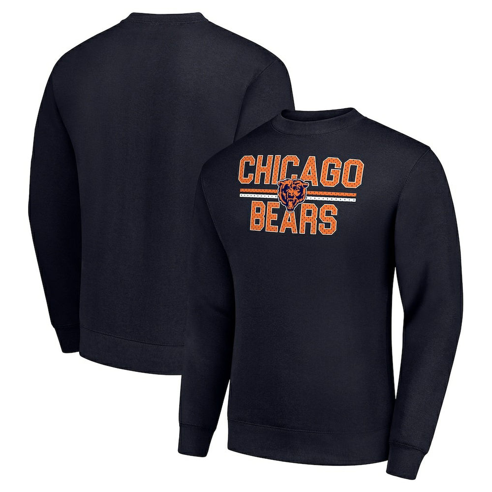 Chicago Bears Starter Team Mesh Print Graphic Pullover Sweatshirt - Navy - NFL