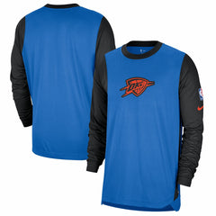 Nike Oklahoma City Thunder 2024/25 City Edition Authentic Pregame Performance Long Sleeve Shooting T-Shirt Blue/Black