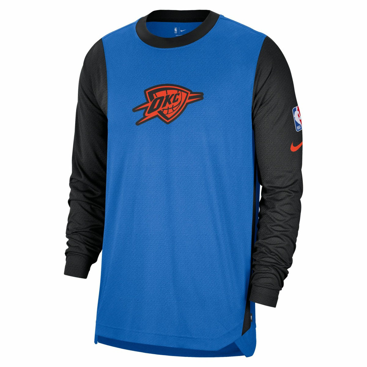 Nike Oklahoma City Thunder 2024/25 City Edition Authentic Pregame Performance Long Sleeve Shooting T-Shirt Blue/Black