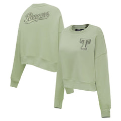 Texas Rangers Pro Standard Women's Neutral Oversized Boxy Cropped Pullover Sweatshirt Outlet