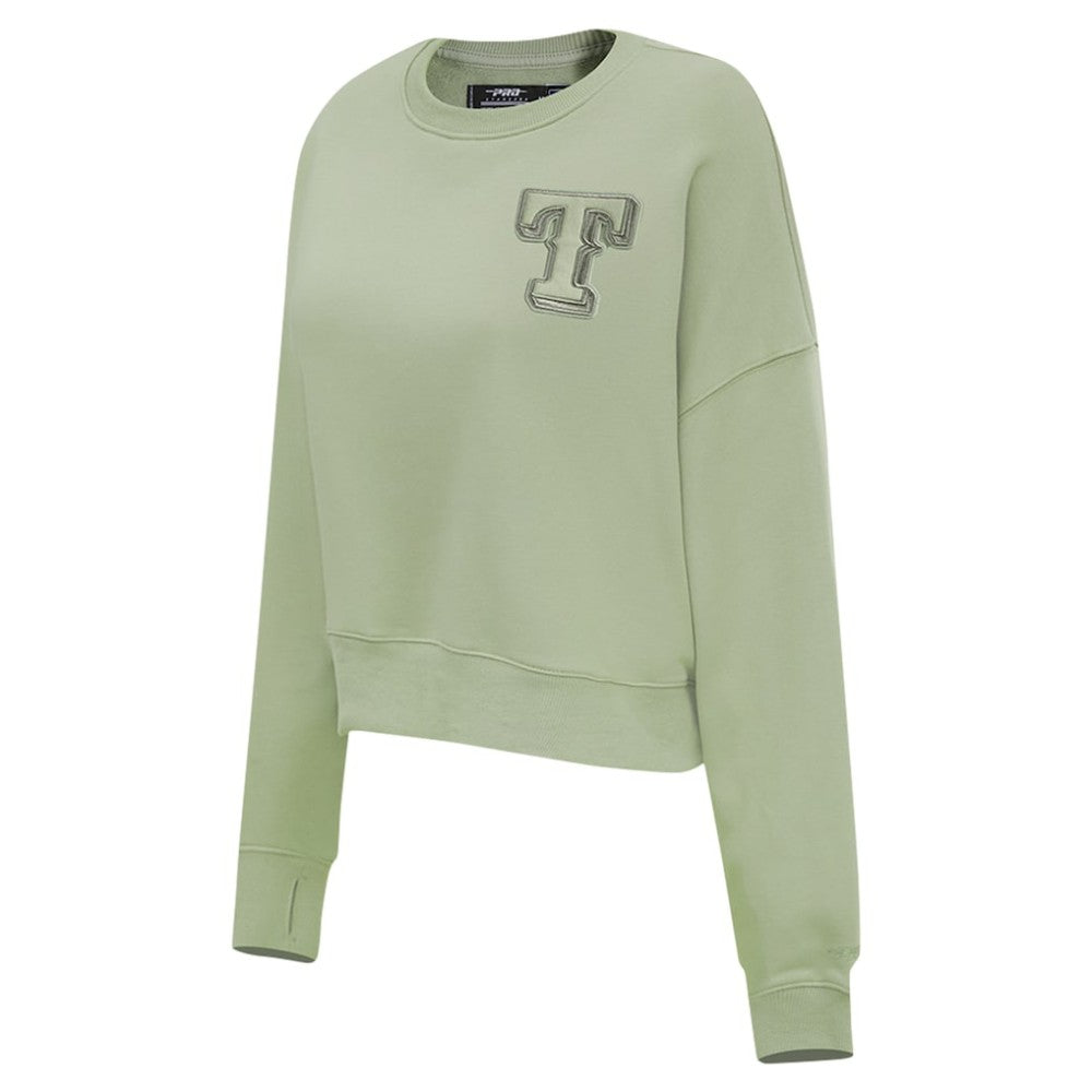 Texas Rangers Pro Standard Women's Neutral Oversized Boxy Cropped Pullover Sweatshirt Outlet