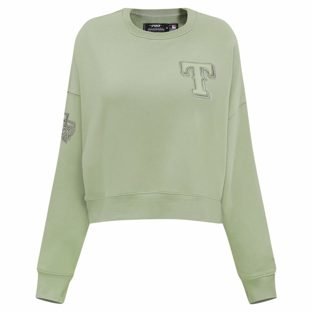 Texas Rangers Pro Standard Women's Neutral Oversized Boxy Cropped Pullover Sweatshirt Outlet