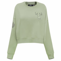 Texas Rangers Pro Standard Women's Neutral Oversized Boxy Cropped Pullover Sweatshirt Outlet