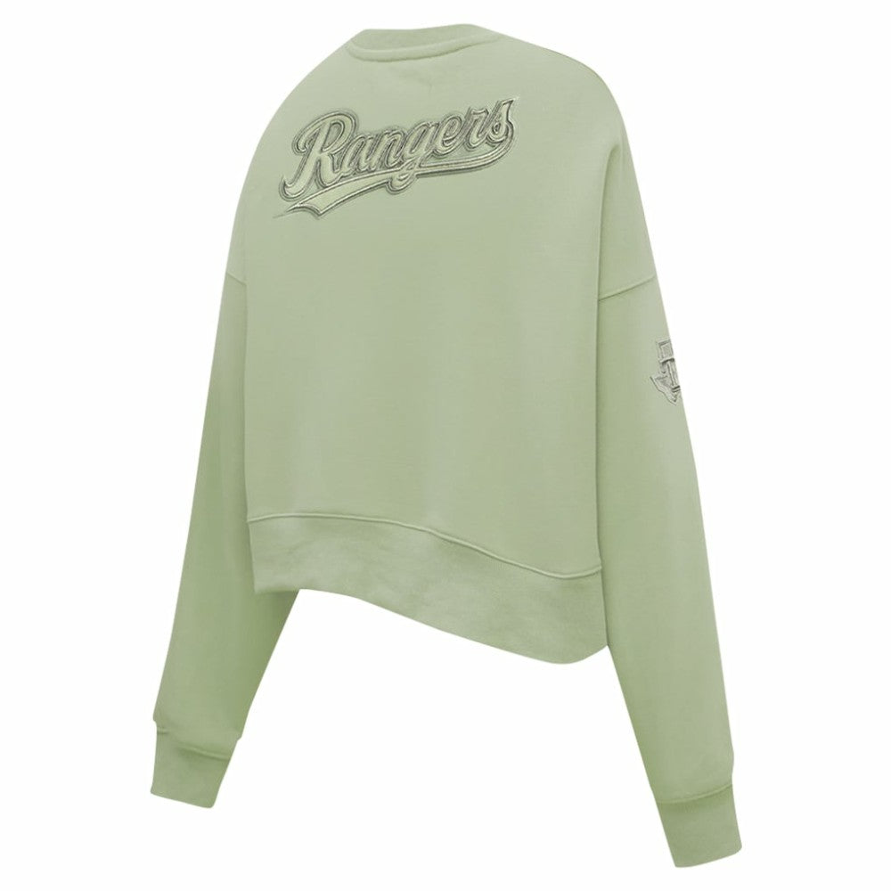 Texas Rangers Pro Standard Women's Neutral Oversized Boxy Cropped Pullover Sweatshirt Outlet