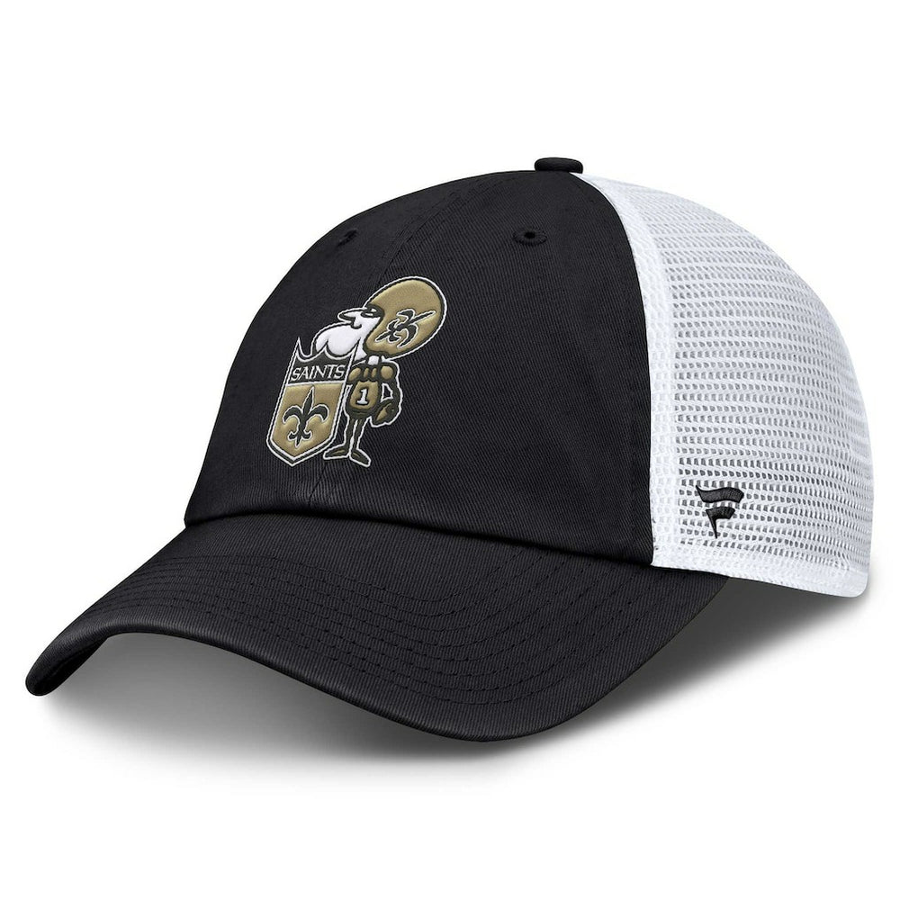 New Orleans Saints Basic Vintage Trucker Adjustable Hat - Black - Fanatics