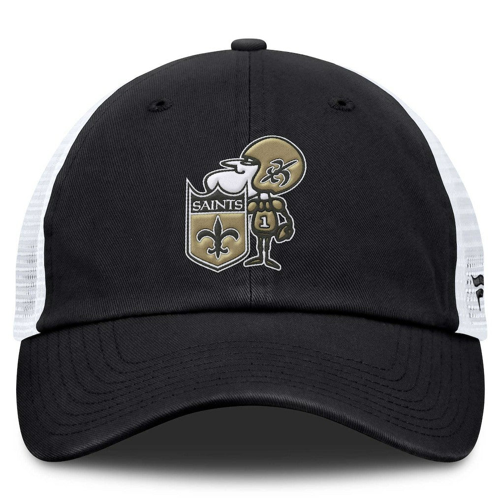 New Orleans Saints Basic Vintage Trucker Adjustable Hat - Black - Fanatics